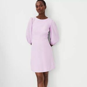 New Ann Taylor Petite Linen Blend Open Back Flare Dress